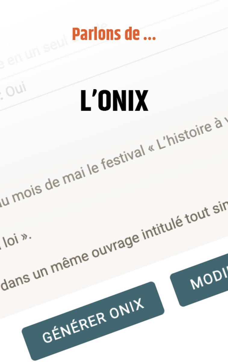 Parlons de... L'ONIX
